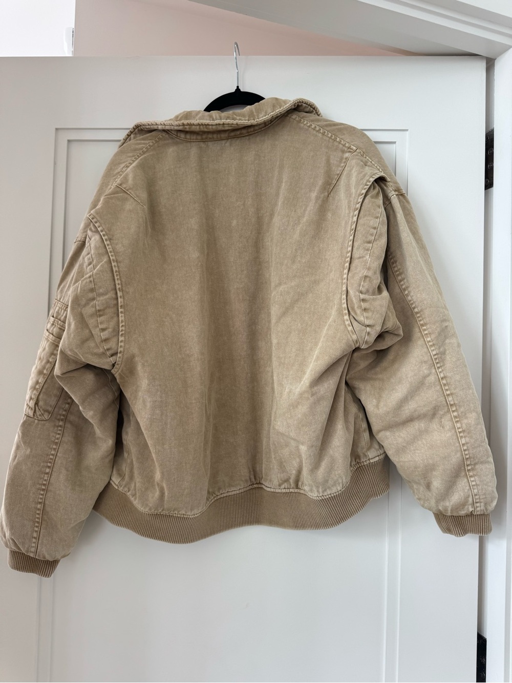 12th Tribe Oversized Washed Khaki Bomber Jacket - Picture 5 of 6